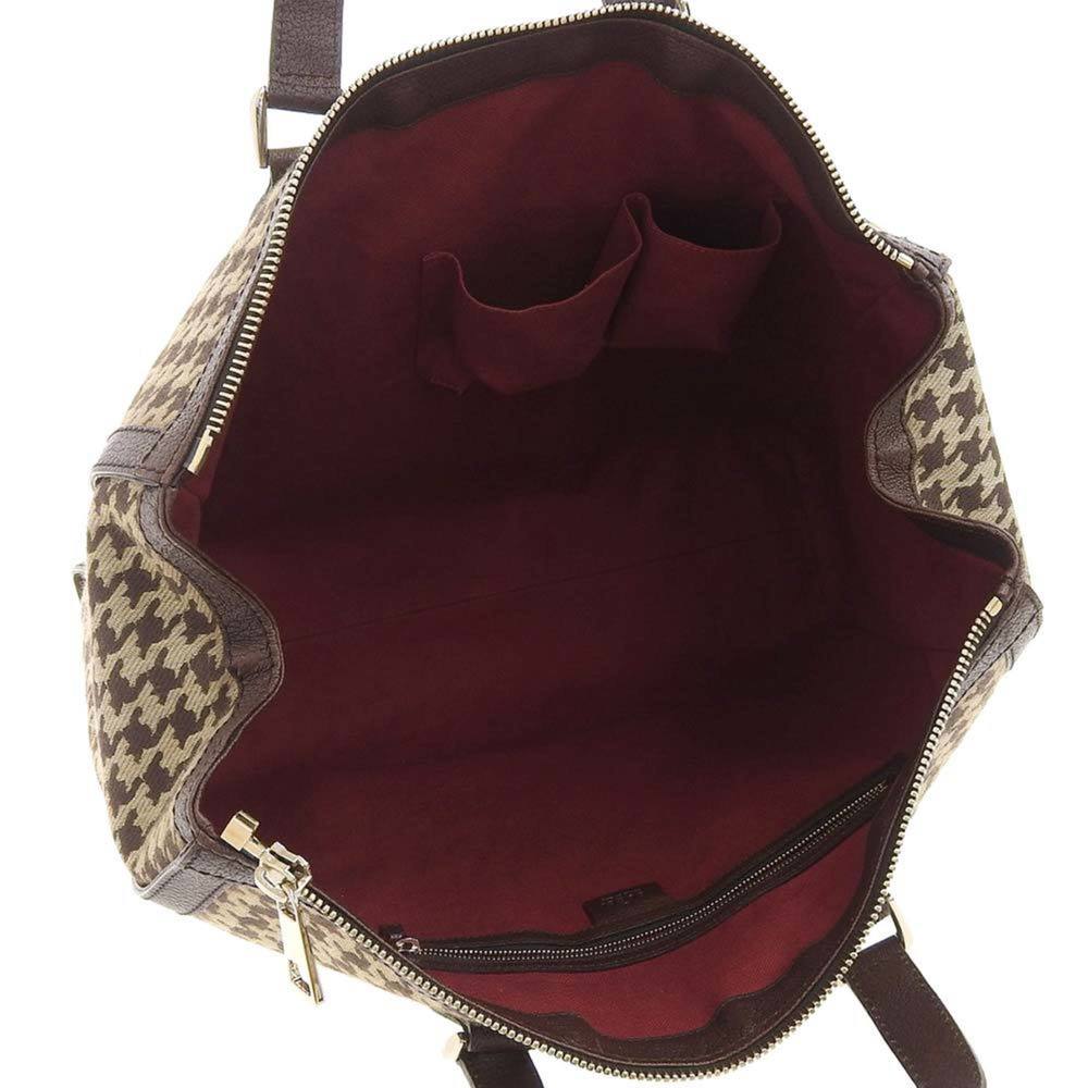 GUCCI Seventies Houndstooth Boston Bag Canvas x Leather Brown 271624 525040 - Picture 3 of 8